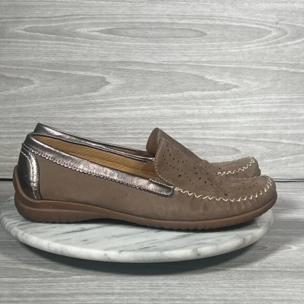 Gabor Moccasins‎ Womens 6.5 Slip On Loafers Brown Leather Comfort Soft Handmade - Picture 3 of 15